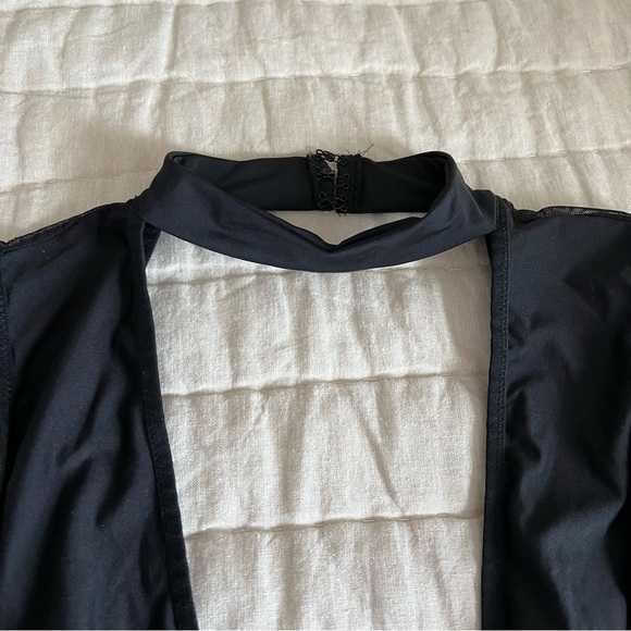 Victoria’s Secret Black Choker High Neck Plunging Neckline Bodysuit Size Large - Picture 6 of 16
